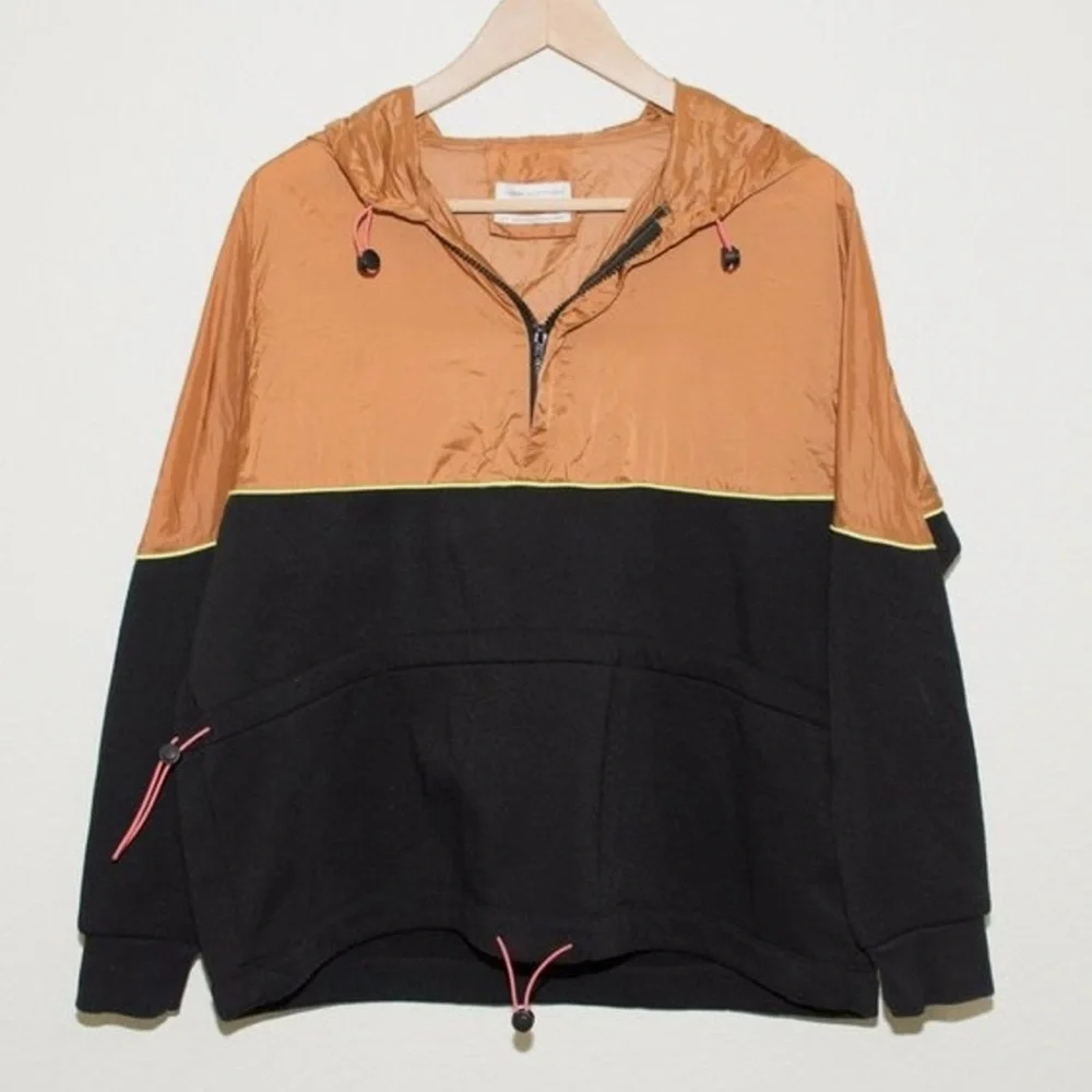 Urban Outfitters Black and Brown Colorblock Pullover Jacket SZ MED - Picture 4 of 6